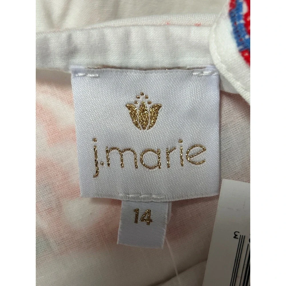 NEW J.Marie Landon Tween Dress White Multi Floral Embroidered Cotton Size 14
